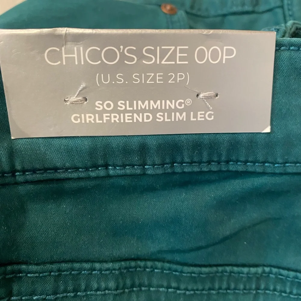 Chicos NWT So Slimming Girlfriend Slim Leg Ankle Jasper Green Jeans 00P - Picture 6 of 7